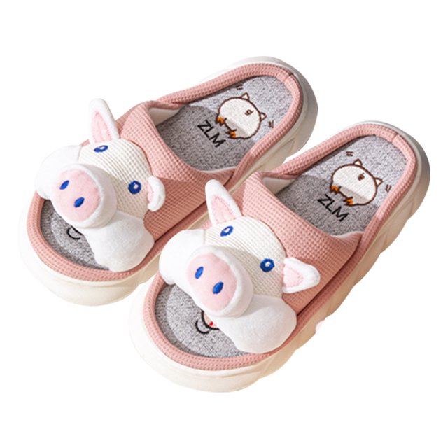 Zapatillas de cerdo lindas para mujer zapatillas de animales cálidas zapatillas de cerdo de felpa para las cuatro estaciones