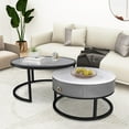 thumbnail image 4 of TY Arts & Culture Modern Glass Round Coffee End Table Set of 2 Grey, 4 of 9