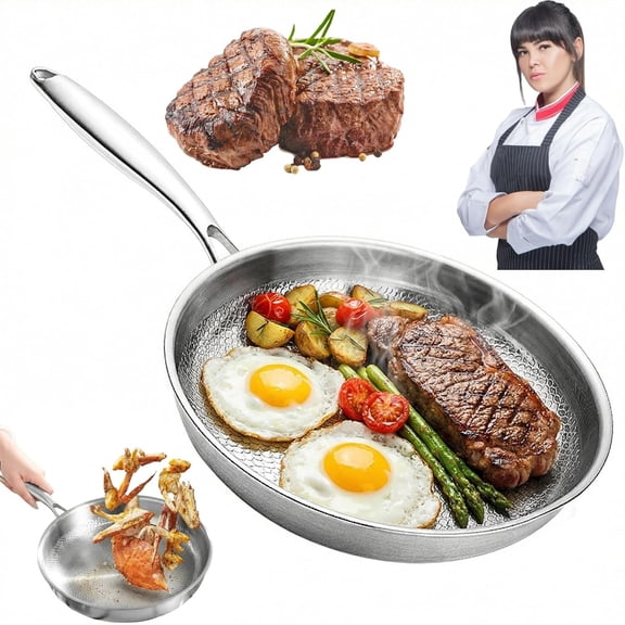Titanium Frying Pan, Titanium Hammered Pan for Cooking Nonstick, Titanium Skillet with Lid, Scratch-Resistant Silkypan lid,10in (26cm)
