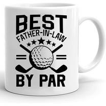 Best Father In Law By Par Mug, Golf Quote Saying Birthday Mug Gifts For Father In Law From Son Daughter In Law