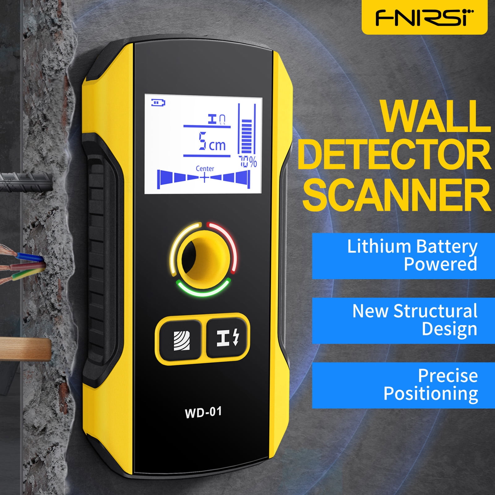 Wall Scanner Handheld Electronic Studs Detector with Backlit Buzzer Alarm for Metal Detection Portable Detector