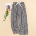 thumbnail image 2 of Womens Checkered Pants Casual Drawstring High Waisted Wide Leg Lounge Pants 2025 Trendy Plaid Pajama Pant Pj Bottoms Black Free, 2 of 4