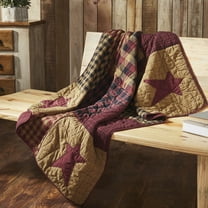 VHC Brands Connell Quilted Throw 50x60, Bedroom and Living Room Decor, Blanket, Cotton, Connell Collection, Rectangle 60x50, Burgundy