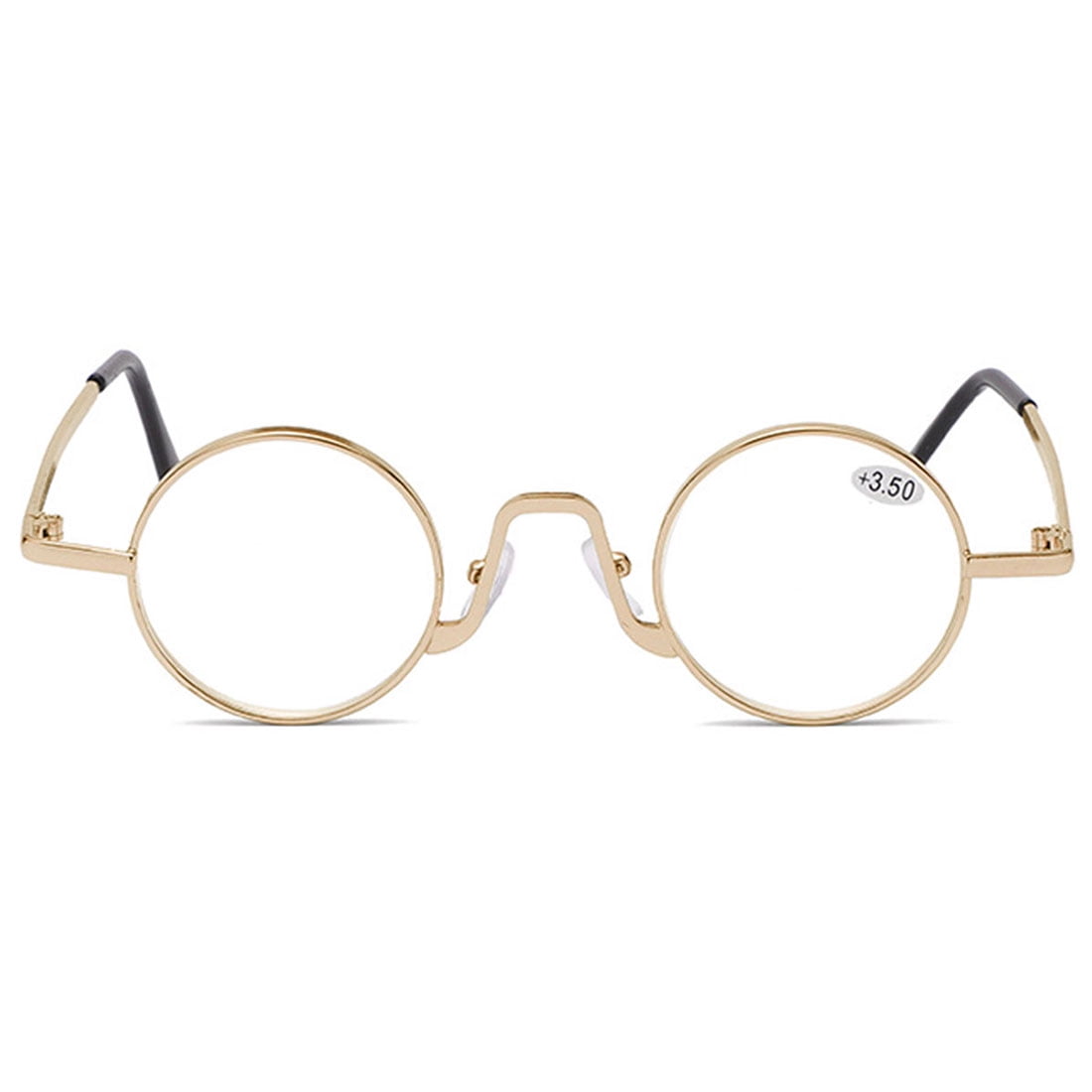KOOSUFA Small Round Metal Reading Glasses 2.50 Blue Light Blocking Women Men Retro Eyeglasses Readers Eyewear Gold