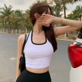 thumbnail image 5 of KOOYTE Women's Summer Tank Halter Neck Slim Bottoming Sports Vest Sleeveless Off-shoulder, 5 of 5