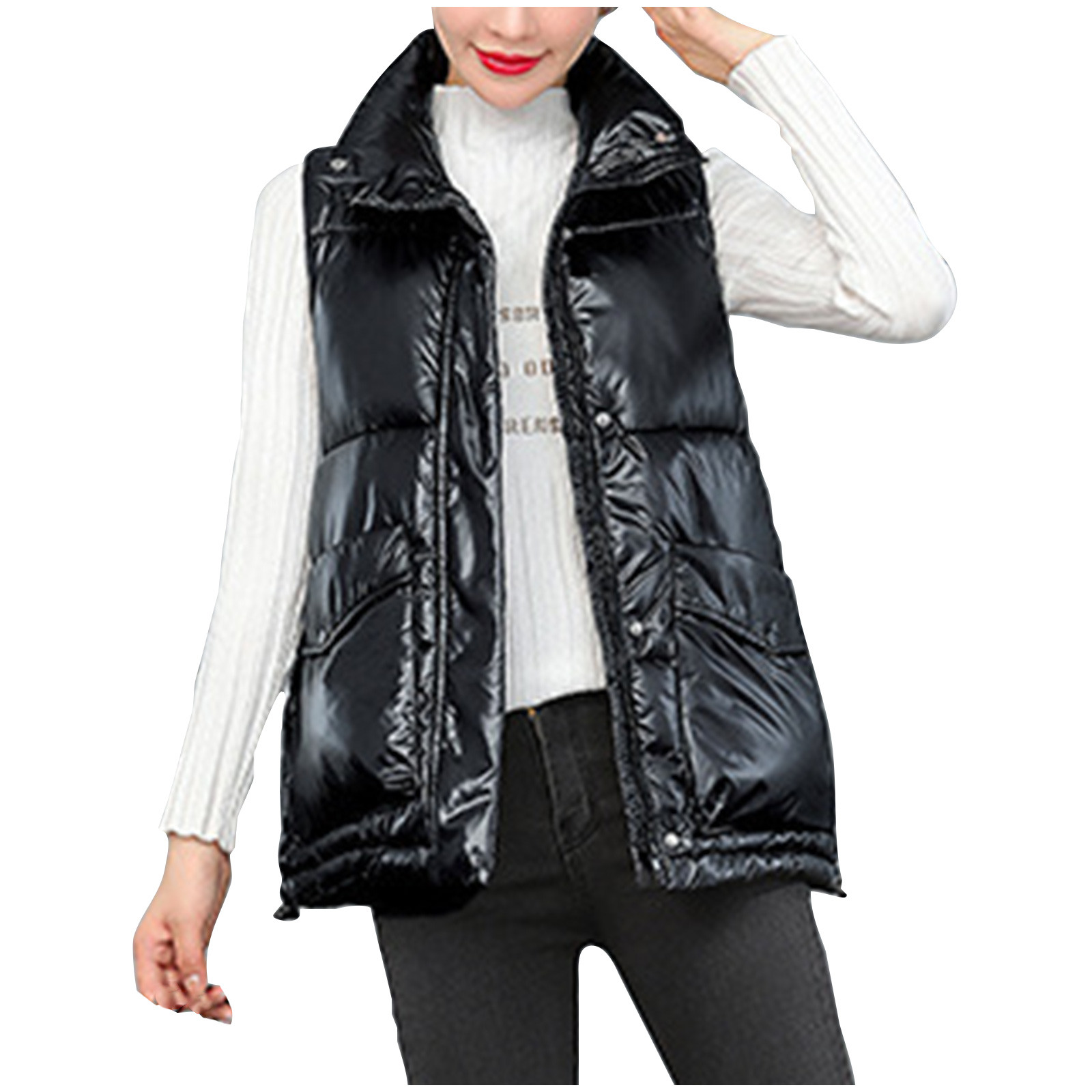 Gilet Matelassé Long Sans Manches Pour Femme - Taille Plus, Avec Ceinture Et Poches