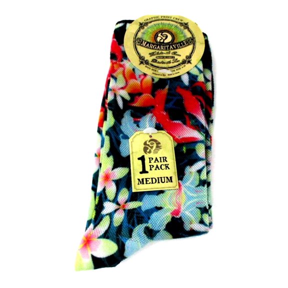 Margartitaville Graphic Print Crew Socks Flowers