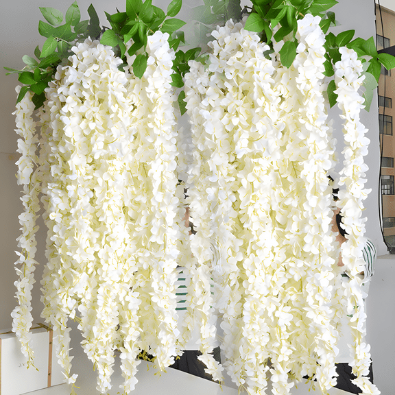 Ghojet 10Pack 3.28ft Beautiful Artificial Silk Wisteria Flowers Hanging Rattan Bride Flowers Wedding Garland Vine Ivy Ceiling Decoration
