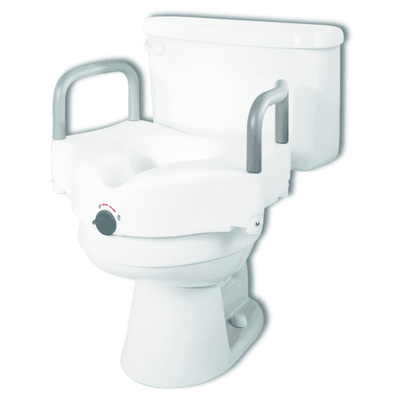 Medline Toilet Seat Riser with Arms for Seniors, Locking, Fits Most Toilets, 400 lb Weight Capacity, White