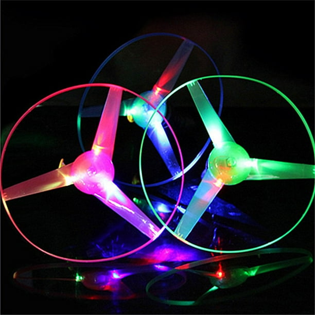 Funny Colorful Pull String UFO LED Light Up Flying Saucer Disc