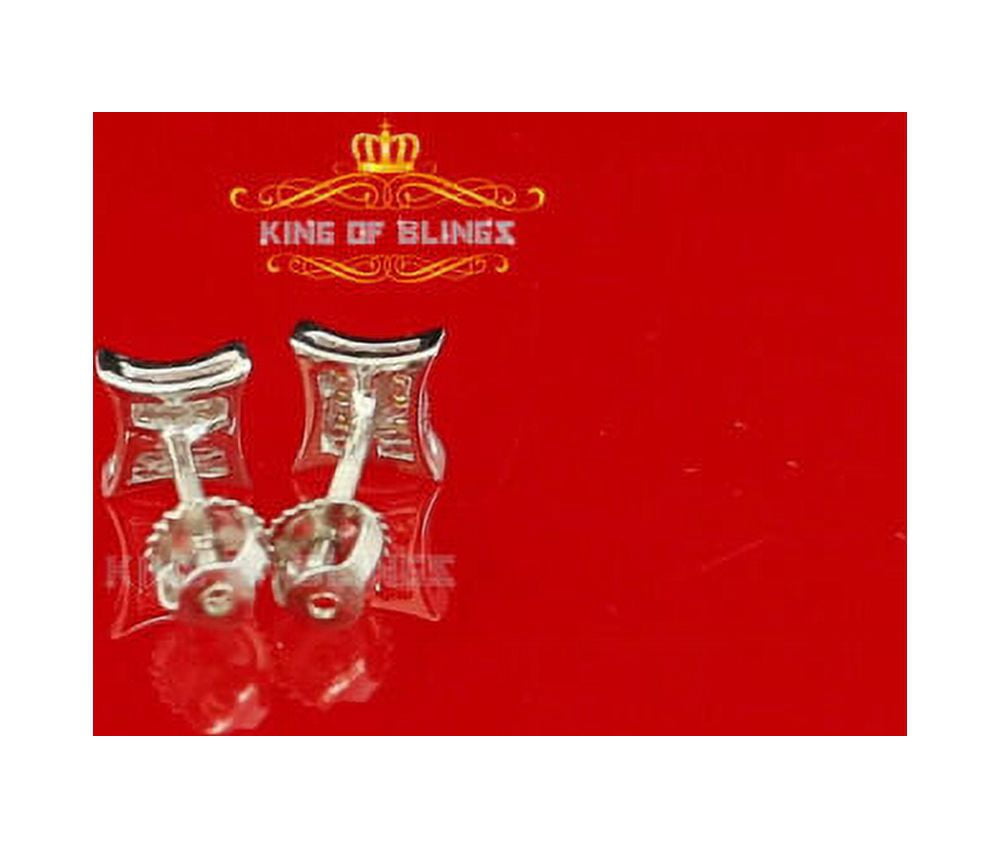 King of Bling's 0.05ct Diamond 925 Sterling Silver White Stud Women's/ Men's Kite Shape Earrings
