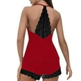 thumbnail image 5 of Lixiuxyad Pajama Set for Women And Shorts Women's Lace V Neck Strap Pajama Set With Shorts 2 Piece Sleepwear Combo, 5 of 6
