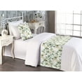 thumbnail image 2 of Leaves Bed Runner Set, Tropical Eucalyptus Branches Botanical Illustration Repetitive Pattern, Decorative Bedding Scarf & a Pillow Sham for Hotels Homes, Twin, Camel Reseda Green White, by Ambesonne, 2 of 3