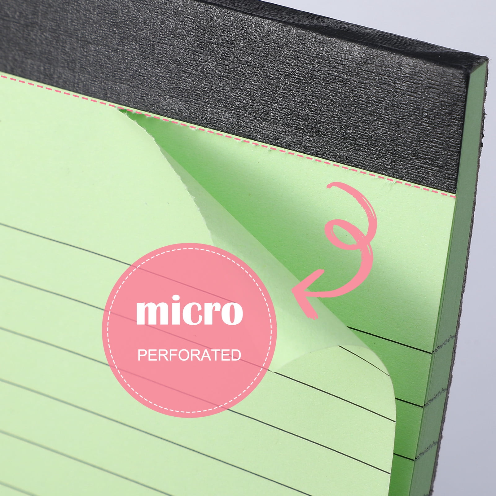 sixwipe Colored Legal Pads, 6 Pack Writing Pads 8.5 x 11 inch, Micro Perforated Notebooks with Sturdy Back, Wide Ruled, 30 Sheets Per Writing Pad for School, College, Office, Professional