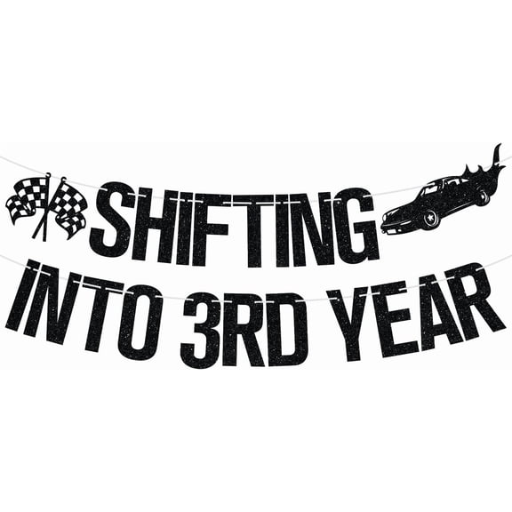 Shifting into 3rd Year Banner for Boy Girl, Racing Car Theme Birthday Party Decorations for 3 Years Old, Happy 3rd Birthday Party Decorations Supplies