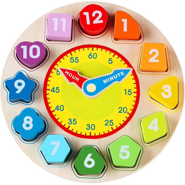 Wooden Shape Sorting Clock Toy with Number and Shape Educational Game Gift for Children