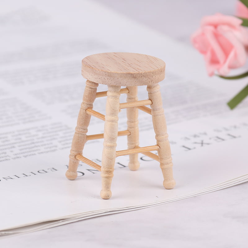 1:12 Dollhouse Miniature Wooden Stool Long Chair Model Furniture AccessoriesWLO 