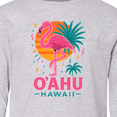 thumbnail image 4 of Inktastic O'ahu Hawaii Flamingo Retro Sunset Long Sleeve Youth T-Shirt, 4 of 5