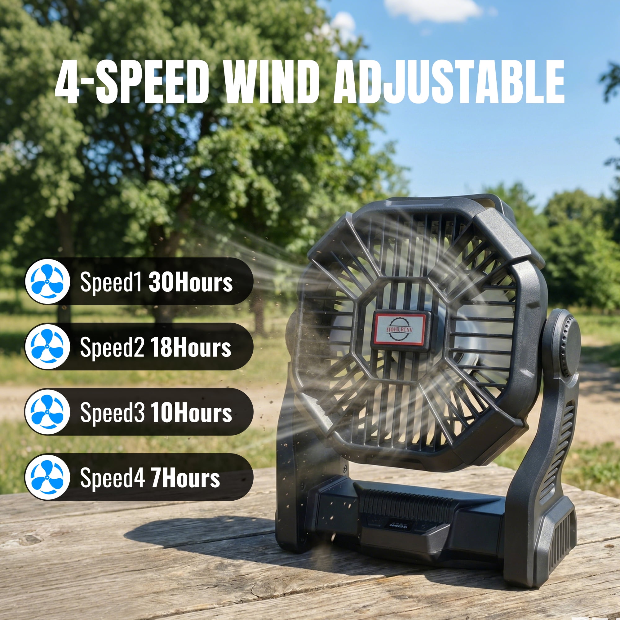 DAYBETTER Camping Fan with LED Lantern, Oscillating Portable Rechargeable Fan Light with 4 Speeds, Timer Touch Control for Car Travel RV Camping Gear Hurricane Emergency Power Outage Essentials