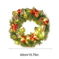 thumbnail image 3 of Surpdew Christmas Wreaths For Front Door, Christmas Wreath With Lights Cotton Berries Cones Pine Needles, Christmas Door Wreath For Home Door Wall Party Christmas Decorations C-With Light 16Inch, 3 of 6