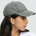 thumbnail image 3 of Unisex Peaked Hat Solid Color Vintage Long Brim Adjustable Buckle Ponytail Hole Breathable Sun Protection Anti-UV Women Men Baseball Hat Adult Headwear, 3 of 7
