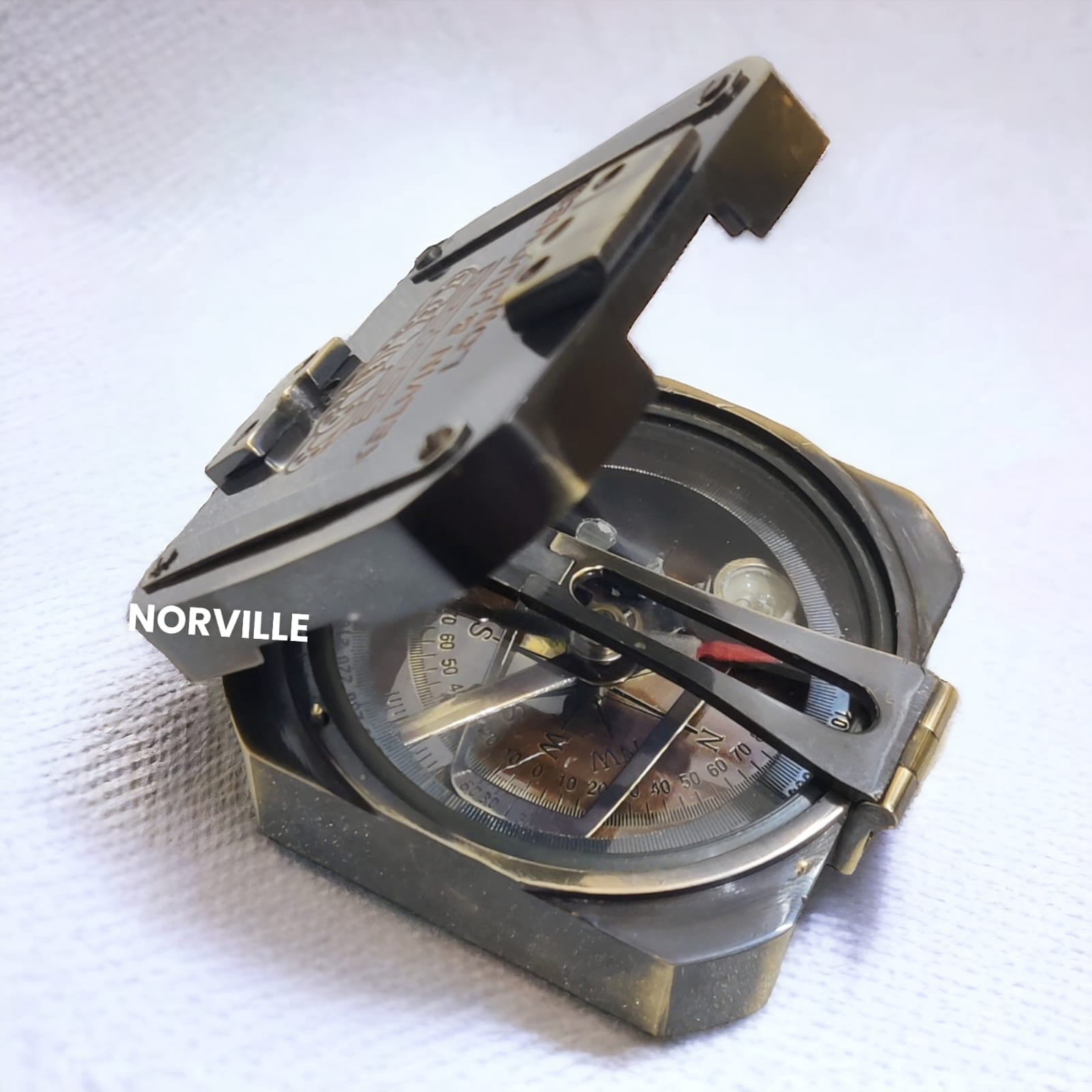 Kelvin & Hughes Brass Brunton Compass – Vintage Sine Compass for Outdoor Navigation, Hiking Tool