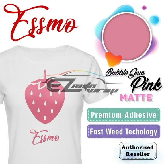 ESSMO Bubble Gum Pink Matte Solid Heat Transfer Vinyl HTV Sheet T-Shirt 20" Wide Iron On Heat Press DP09 20"x12"
