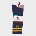 thumbnail image 3 of Champion Authentic Originals Men's 3pk Varsity Cushion Crew Socks - Navy/Gray/White 6-12, 3 of 4