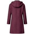 thumbnail image 5 of Fanshiluo Women's Hooded Mid Length Single Breasted Coat, Casual Outerwear with Pockets for Fall Winter,Size S-3XL, 5 of 6