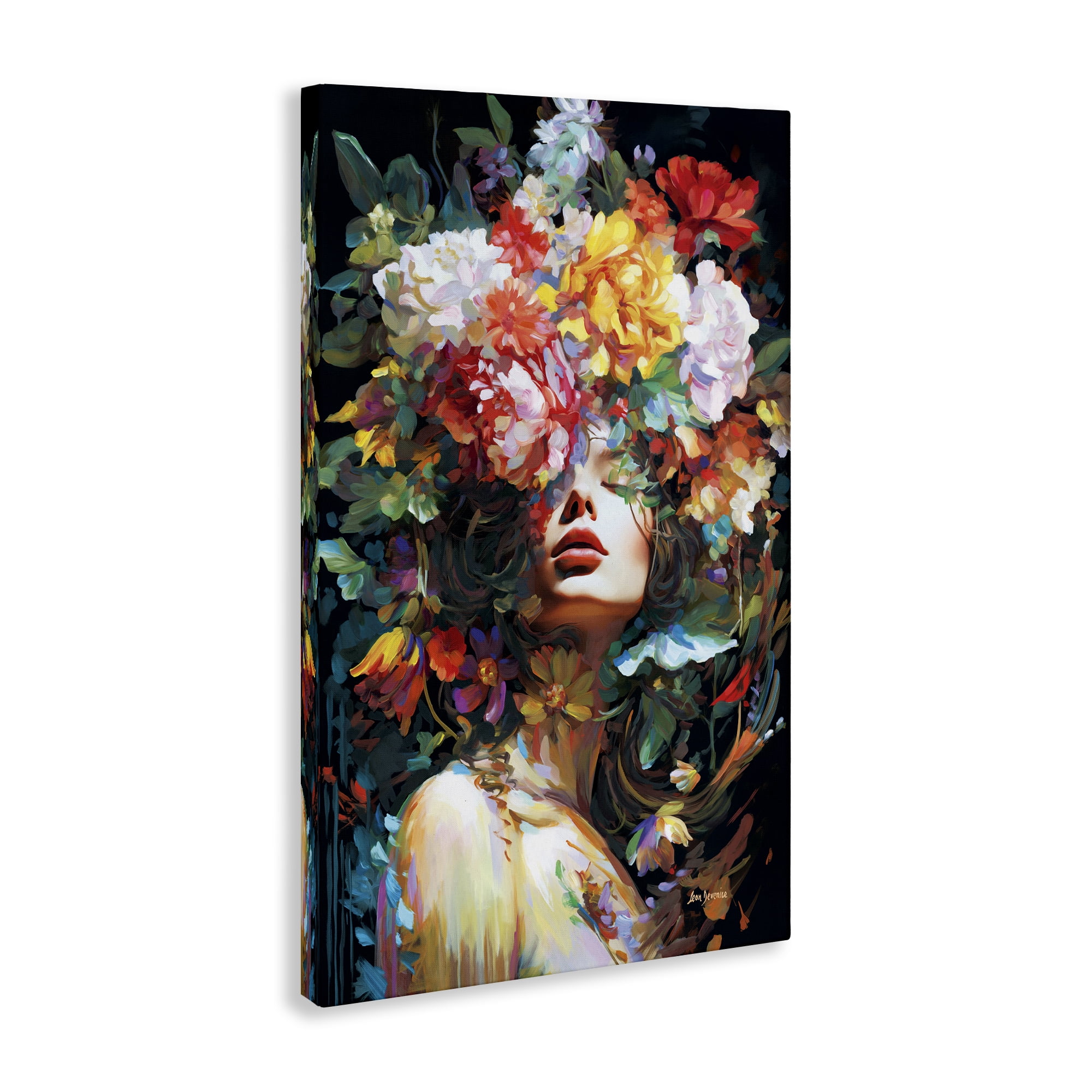 Stupell Industries Rose Bedecked Woman Plants & Flowers Painting Wrapped Canvas Art Print Wall Art, 16 x 24