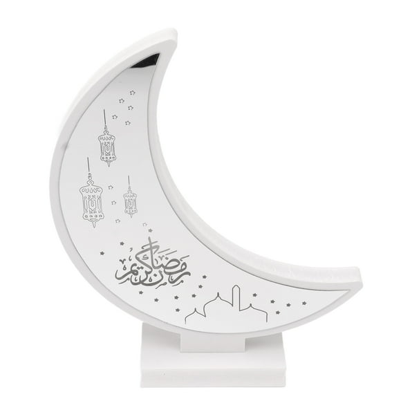 Ramadan Mubarak Light, Widely Stable Base Decorative Wooden LED Light Moon For Party