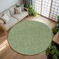 thumbnail image 3 of Grass Green 5ft Round Rug, Farmhouse Burlap Solid Green Color Modern Linen Texture Non-Skid Rubber Backing Large Area Rugs - Living Room Bedroom Home Office, Indoor Floor Mat Carpets Washable Rug, 3 of 9