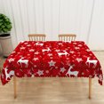 thumbnail image 5 of Duangreer Retro Red Plaid Christmas Rectangle Tablecloth, White Elk Poinsettia Print Waterproof Table Cover for Party Picnic Indoor Outdoor Decor, 60 x 84 Inch, 5 of 6