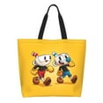 thumbnail image 2 of Cuphead Mugman Game Tote Bags Reusable Women Shoulder Bag Grocery Bag Travel Beach Shopping Work Daily Handle Bag, 2 of 8