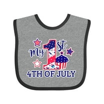 Inktastic My 1st 4th of July with Stars and Cupcake Boys or Girls Baby Bib