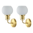 thumbnail image 6 of SAFAVIEH Huron G14 Satin Brass Metal Wall Sconce with White Glass Shade, Set of 2, 6 of 17