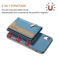 thumbnail image 2 of Allytechgroup 2-in-1 Magnetic Wallet Case for Apple iPhone XR, Detachable Card Holder with Zipper Pocket RFID Blocking Kickstand PU Leather Protective Flip Cover with 6 Slots, Lightblue, 2 of 5