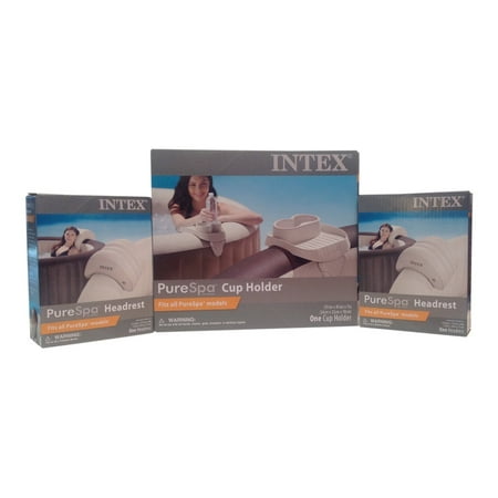 Item Holder - Intex PureSpa Bundle - 3 Items: 1 Cup Holder Tray, 2 Spa Headrests