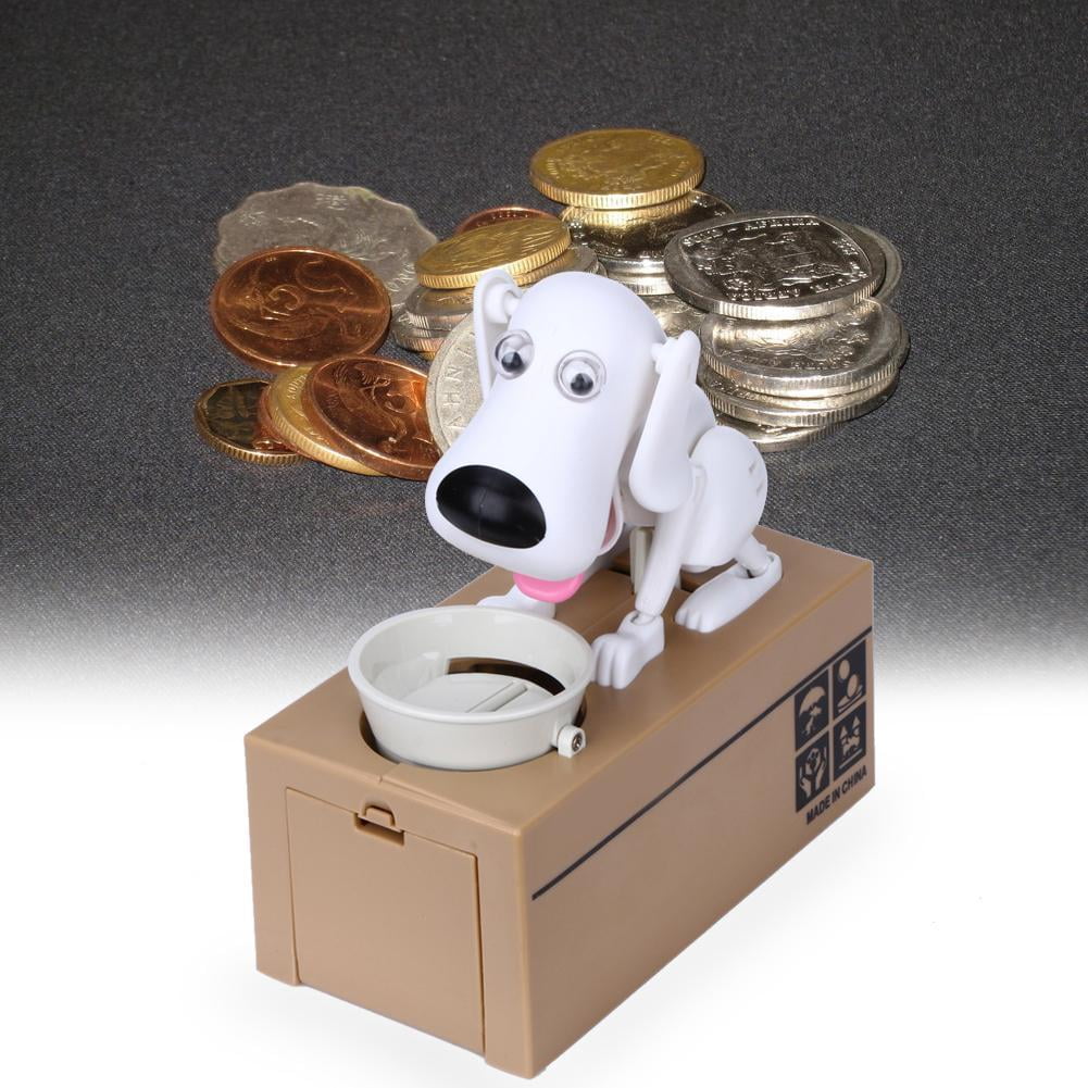 Hot Choken Puppy Hungry Eating Dog Coin Bank Money Save Box Piggy Bank Present # 