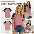 thumbnail image 6 of TEMOFON Women Tops Short Sleeve Summer Shirt for Women Baseball Tunic Top Casual Knit T Shirts Striped Light Pink Cute Tees, 6 of 8