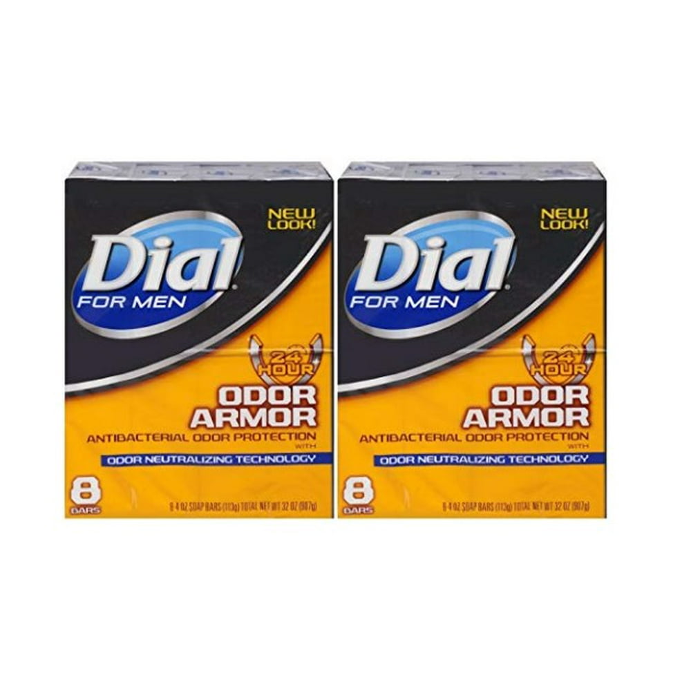 Dial for Men Odor Armor Antibacterial Soap, 4 Ounce, 8 Count (Pack of 2