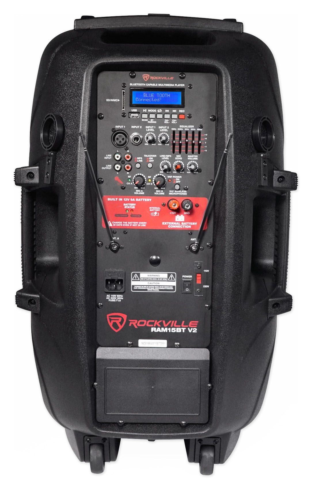 PA Systems Rockville RAM15BT 15 Bluetooth Rechargable 800W PA Speaker