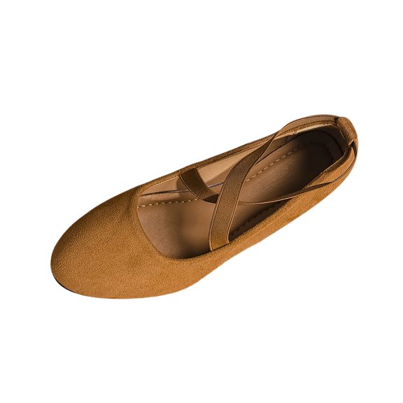 CYMMPU Women's Crisscross Strap Wedge Flats, Closed Toe Lightweight Daily Walking Shoes Brown 42