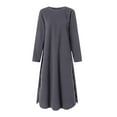thumbnail image 2 of BiZtdJrK Womens Plus Size Sweatshirt Dresses Side Split Long Sleeve Crew Neck Casual Pullover Sweatshirts Pleated Loose Lounge Midi Dress Gray L, 2 of 5