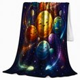 thumbnail image 2 of Cute Kawaii Solar System Planets Whimsical Galaxy Cheerful, Mystical Playful Scene, Warm Flannel Blanket for Living Room and Bedroom, Celestial Art Lovers Housewarming Gift, Playful Home Decor, 2 of 9