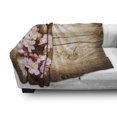 thumbnail image 3 of Floral Soft Flannel Fleece Throw Blanket, Spring Blossom Orchard Featured Plant on Wooden Board Background Image, Cozy Plush for Indoor and Outdoor Use, 70" x 90", Sand Brown Pale Pink, by Ambesonne, 3 of 6