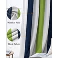 thumbnail image 3 of Green Navy Blue Striped Blackout Curtains for Bedroom Living Room Darkening Curtains 90 Inch Farmhouse Stripe Art Black Out Window Curtain Privacy Insulated Window Treatment Grommet Drapes 52"x90"x2, 3 of 9