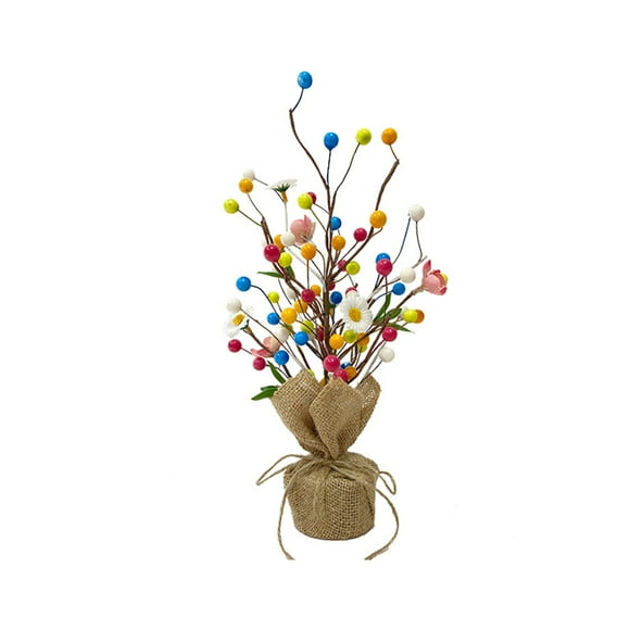 Œufs de Pâques Artificiels Décoration d'Arbre de Pâques avec Mini Œufs Colorés Fleurs en Soie Accessoires de Photographie Accents de Maison Festifs pour Pendaison de Crémaillère