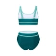 thumbnail image 6 of Women's High Waisted Bikini Sets Sporty Two Piece Swimsuits Color Block Cheeky High Cut Bathing Suits Green 2XL, 6 of 6