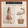 thumbnail image 2 of BLISSFUL STEP Women's Plaid Buckle Platform Peep-toe Sandals Beige 5, 2 of 5